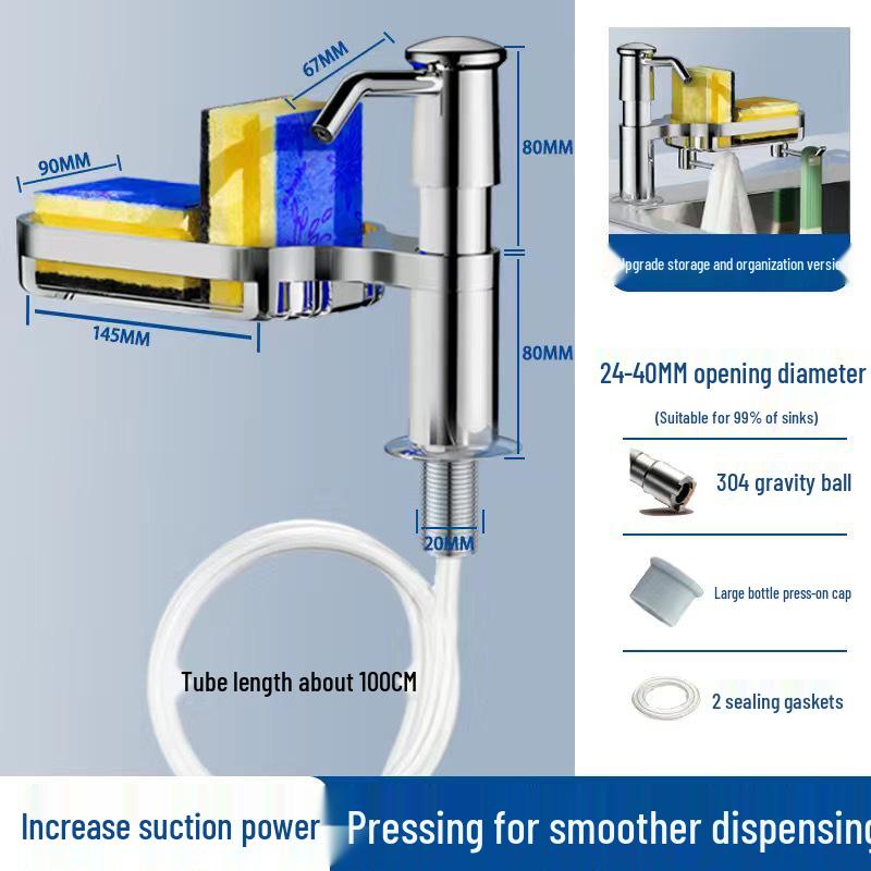 304 Stainless Steel Kitchen Sink Dish Soap Dispenser for Household Detergent