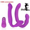 Strapless Strapon Dildo Vibrator Wireless Strap On Lesbian Double Penetration Dildo