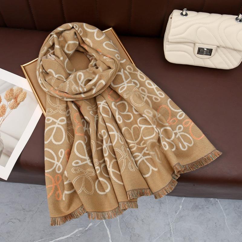 

Autumn and winter retro high-end versatile geometric lines imitation cashmere long scarf fashion warm soft shawl scarf women 180*62.5cm