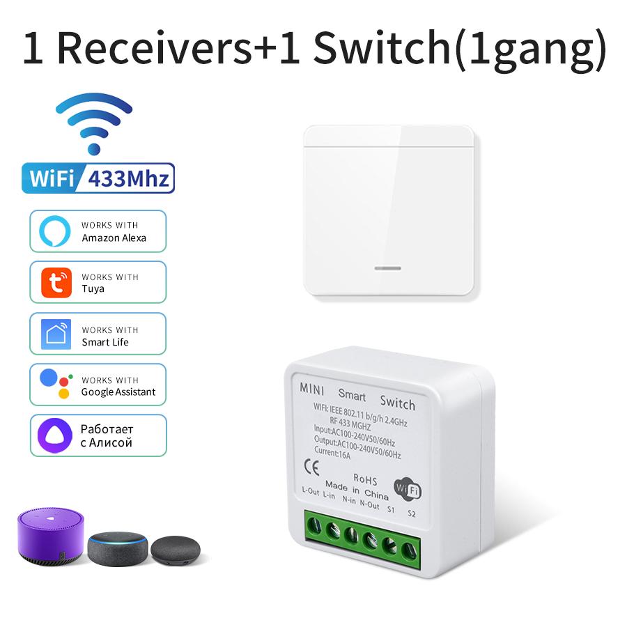 RF433MHz 1/2/3Gang Wall Switch Tuya Smart WiFi Switch Receiver Alexa Google Home Voice Control Smart Life APP Remote Module