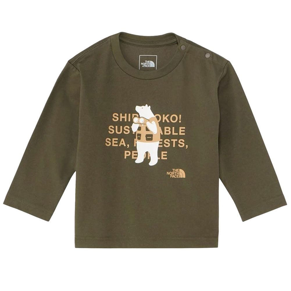 The North Face Baby Long Sleeve Shiretokotoko Organic Shiretoko New Size 90 Tee, Unisex, Cotton, Taupe,