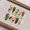 Handmade Press-On Nails Watermelon Cute Style Short Almond Shape Nail Art Women Girls
