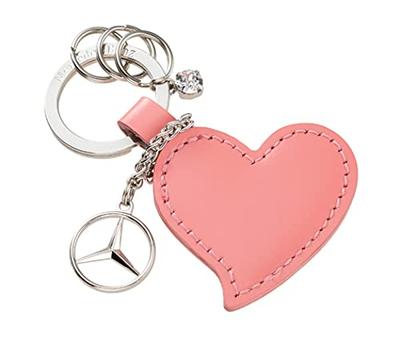 [Collection Mercedes-Benz] Porte-clés Cœur Authentique, Cuir Lisse, Rose