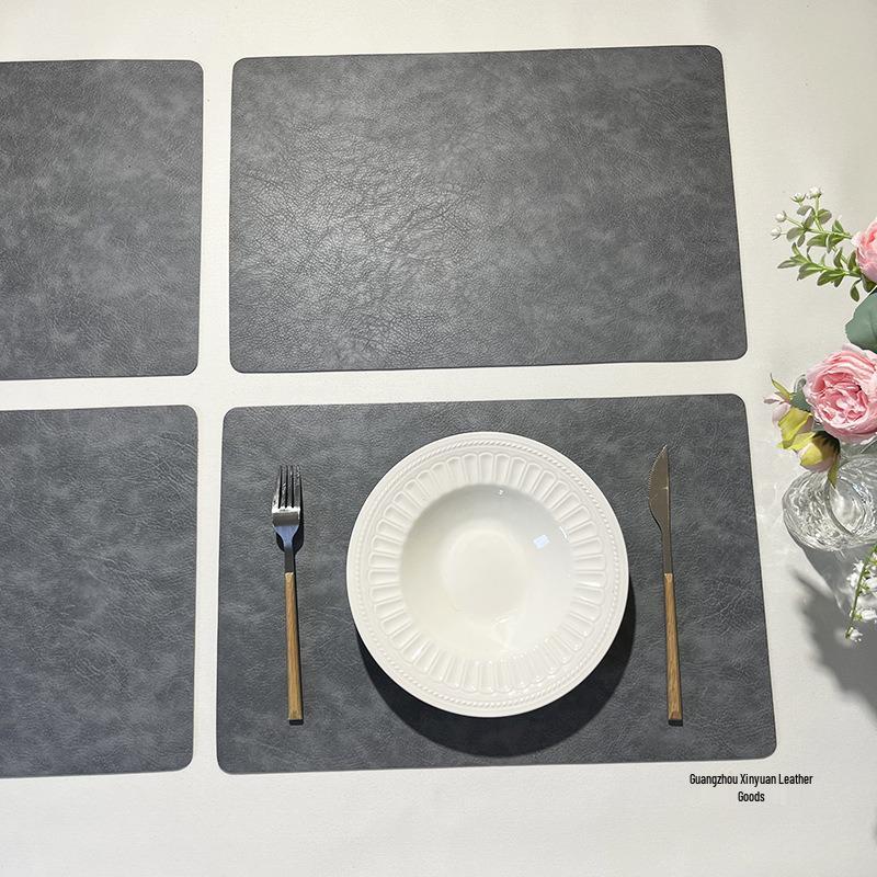 In Stock European-Style Luxury Leather Placemat: Waterproof, Oil-proof, Heat-Insulating Mat for Bowls and Plates