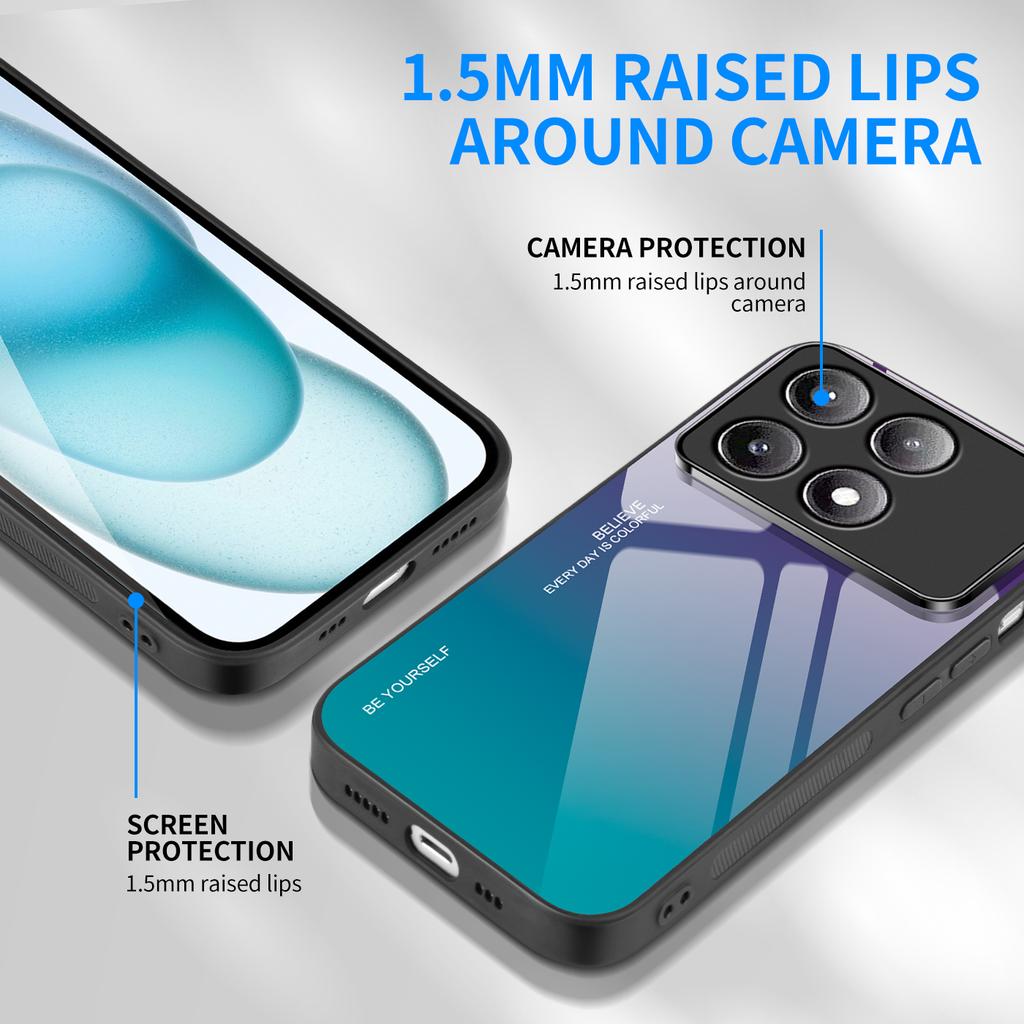 For Xiaomi Poco F6 Pro 5G/Redmi K70 5G/K70 Pro Case Tempered Glass Phone Cover Gradient Color