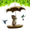 Animal Bird Feeder With Umbrella - Cute Squirrel//Dog Holding Umbrella Design Bird Feeder - Metal Feeders For Garden Yard Decor, For Birds Lovers