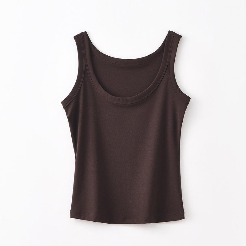 Women's Summer Tencel Lyocell U-Neck Knit Vest, Sleeveless with Narrow Shoulders - Stylish Inner or Outer Layer Top