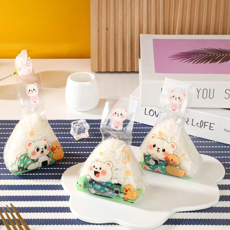50Pcs Lovely Cartoon Japenese Triangle Rice Ball Packaging Bag Nori Onigiri Sushi Bag Sushi Making Mold Bento Accessories