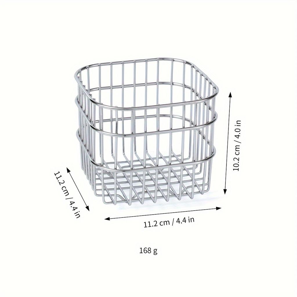 1 Stainless Steel Storage Basket - Versatile & Lightweight, Perfect for Desk, Bathroom, Bedroom Organization | Holds Cosmetics, Perfume, Masks & More