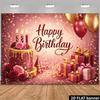 2D Geburtstagsfeier Kulisse Rot Gold Kuchen Geschenk Alles Gute zum Geburtstag Design