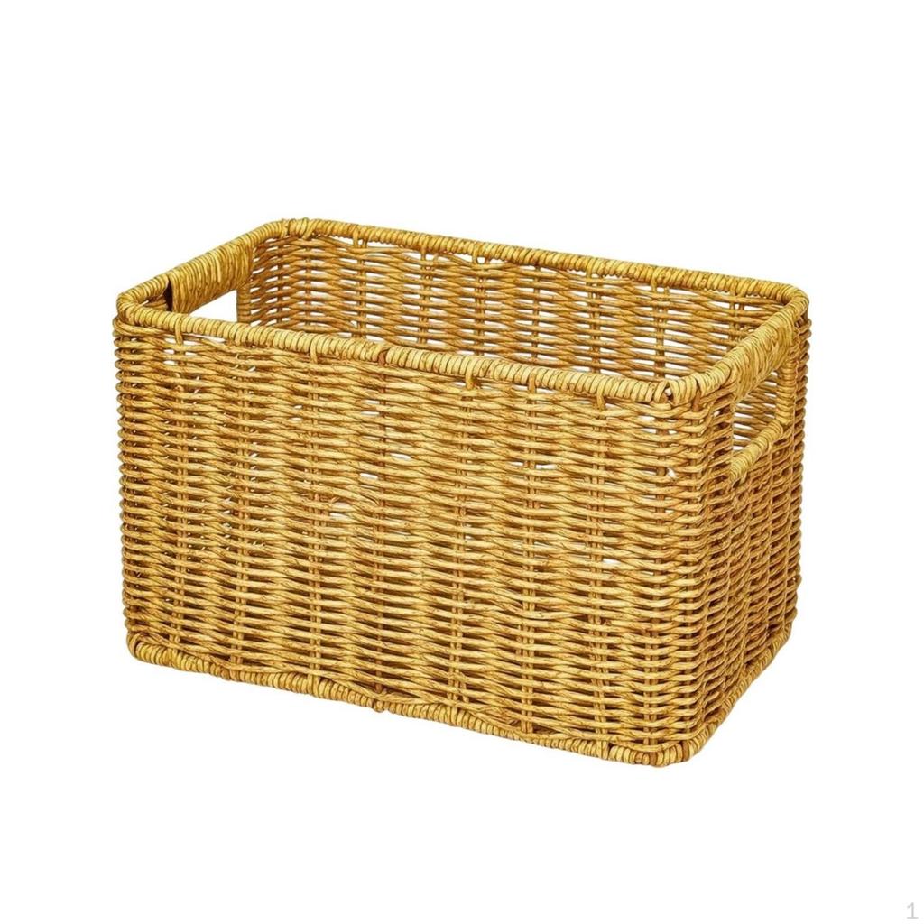 Rattan Storage Basket Rectangular with Handles Decorative