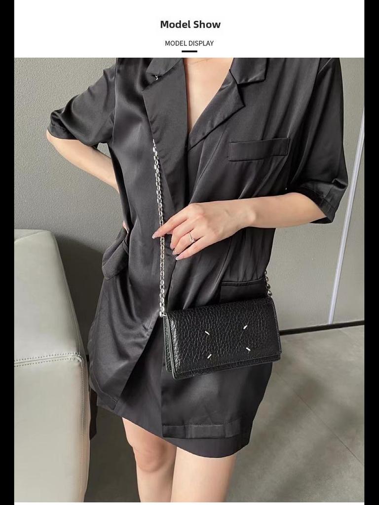 Genuine Leather Women's Chain Bag 2024 - Korean & Japanese Fashion Small Oblique Shoulder Bag, First Layer Cowhide, Niche Design