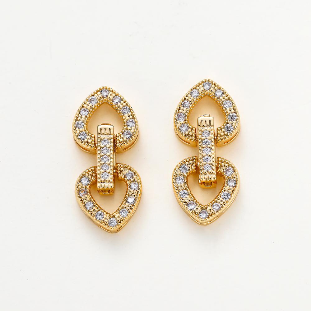 Позолоченная латунь 14K 18K Двойное сердце-персик Соединитель для ожерелий Браслетов Застежки Изготовление ювелирных изделий DIY Аксессуары