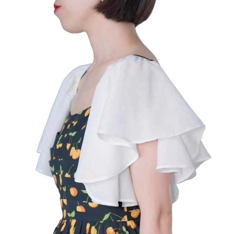 

Romance Ruffle Faux Sleeves For Women Stylish Arm Cover With Breathable Polyester Fabric Elastic Arm Decoration белый