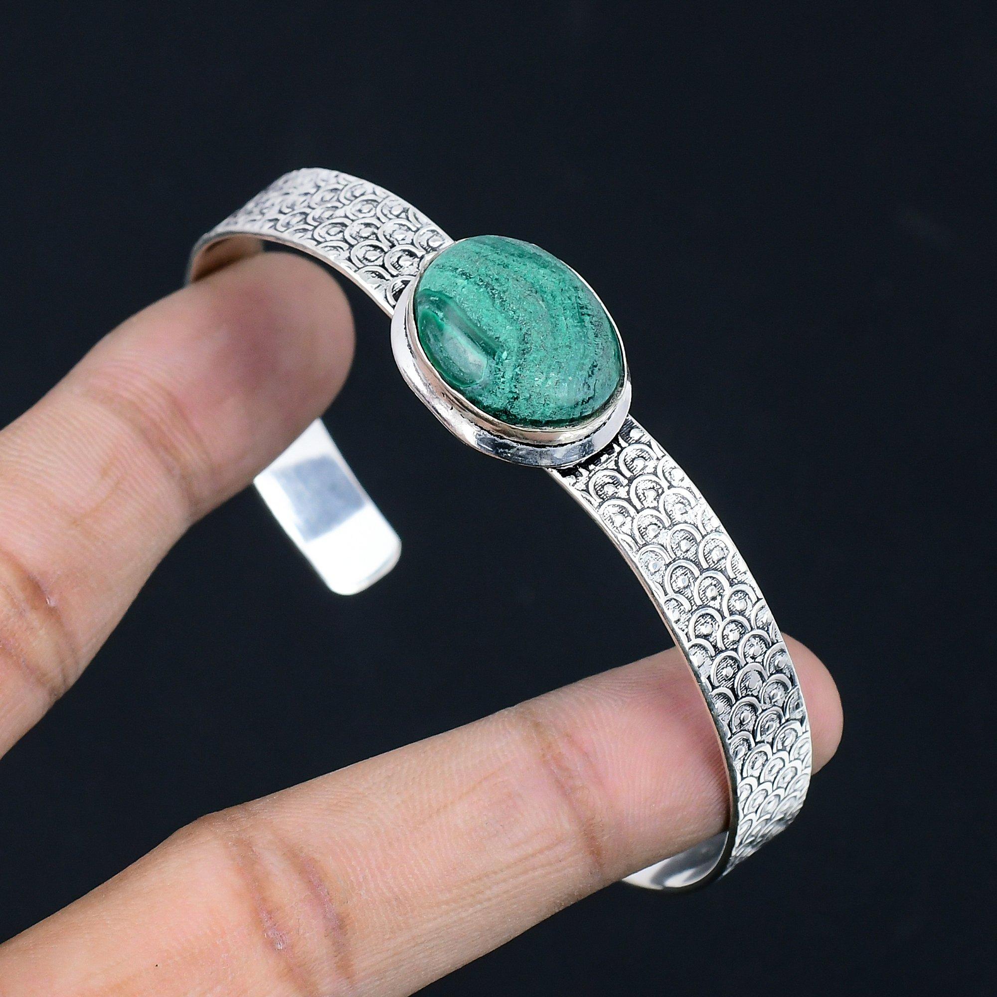 

Распродажа ко Дню женщин Серебро 925 Малахит Драгоценный камень Юбилей Свадьба Браслет Ювелирные изделия Adjustable