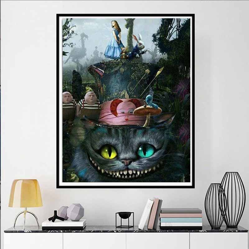Disney Diamond Painting Alice in Wonderland Fantasy Group Portrait Illustration 5D Diamond Painting Art Embroidery Cross Stitch Room Decoration