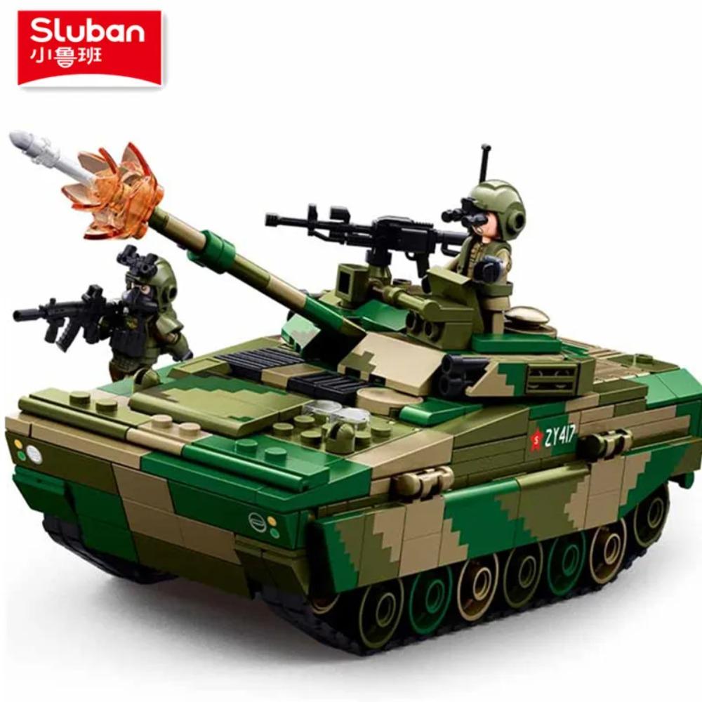 Sluban Set di Mattoncini Serbatoio Militare Veicolo Corazzato con Figure di Soldati Mattoncini Militari Giocattoli Educativi per Bambini