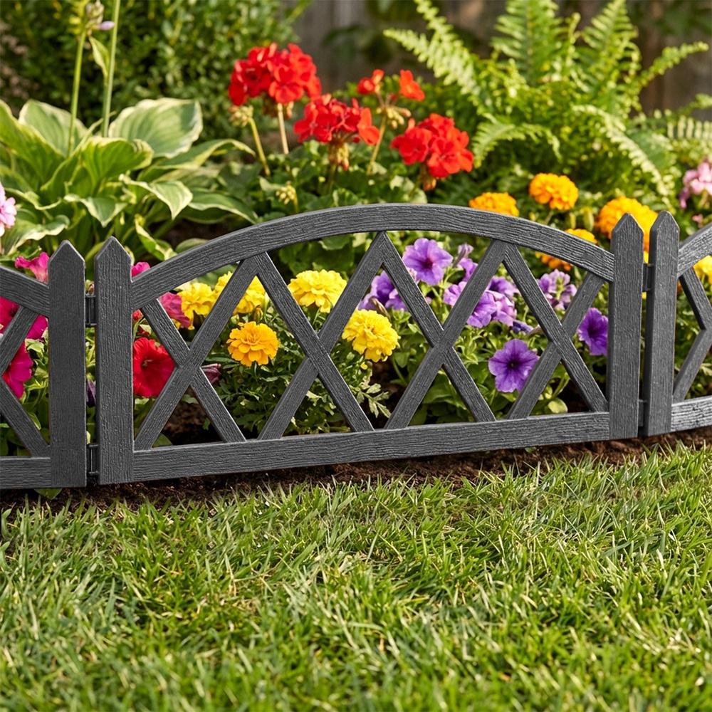 4X Płotek Ogrodowy Szary Border Palisada Obrzeże Trawnika Grządki 228 Cm