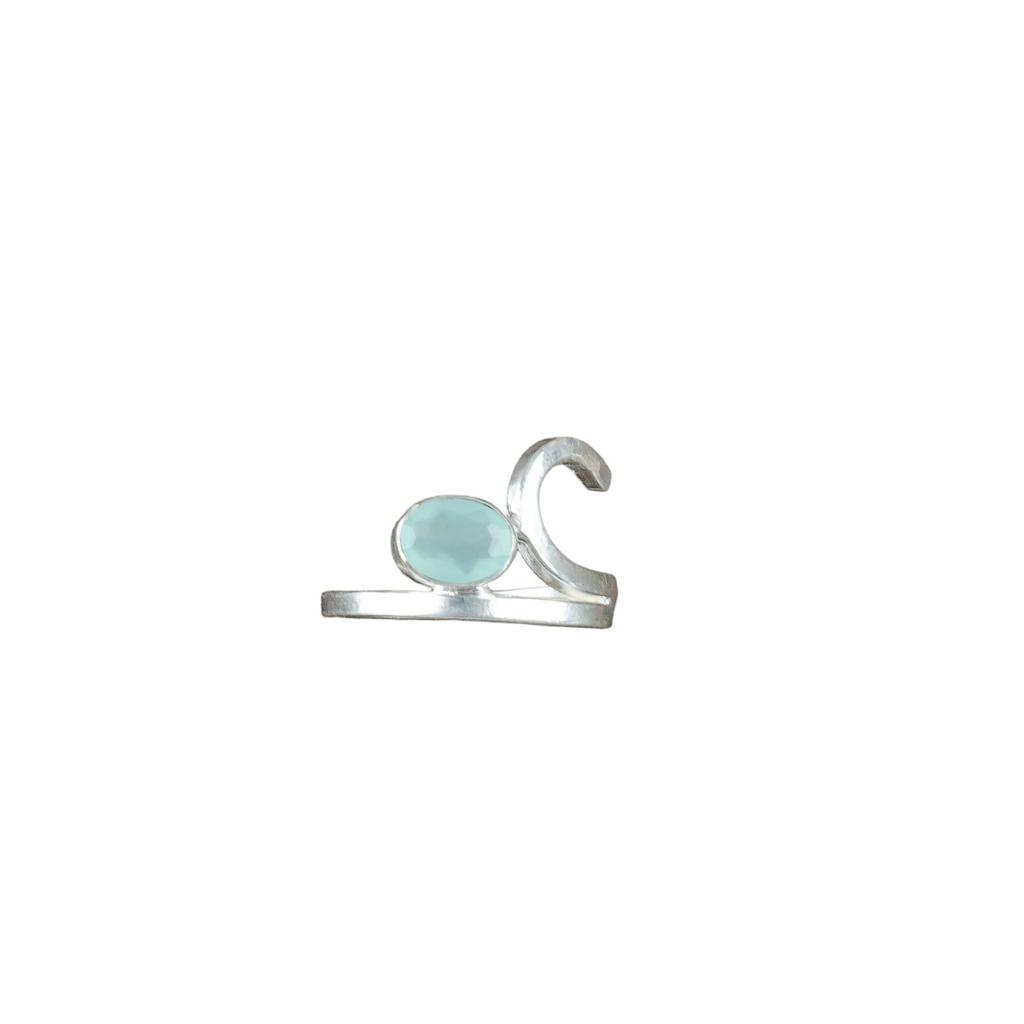 Aqua Chalcedony Gemstone 925 Sterling Silver Jewelry Handmade Ring Gift For Her RR-27-17