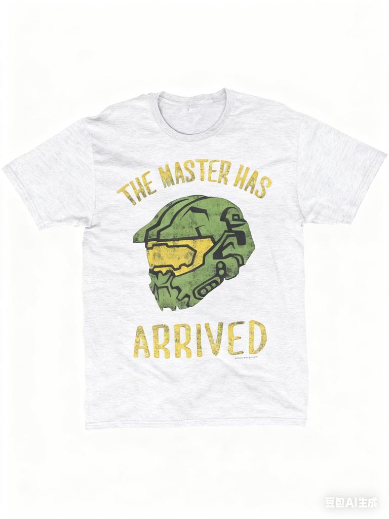 Halo Der Meister ist angekommen Erwachsenes Schwarzes T-Shirt Erwachsenengröße L Lässig Mode Rundhals Kurzarm T-Shirt Unisex Tee