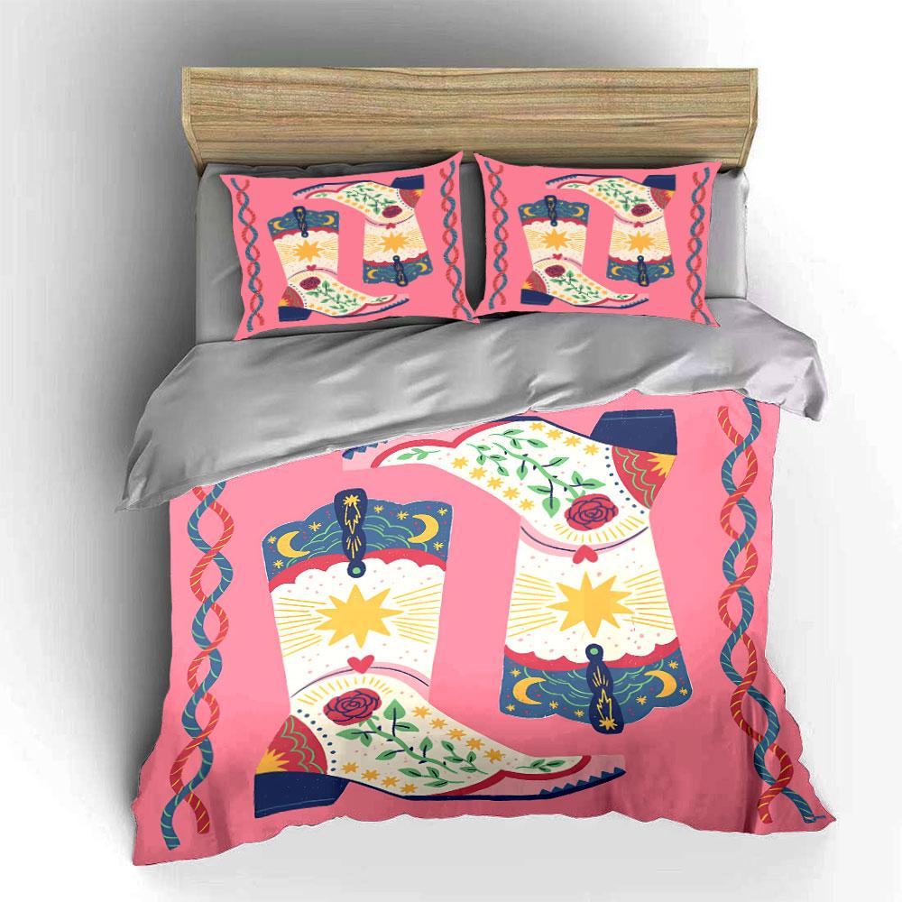 Floral Cowboy Boots Design Bedding Duvet Cover Set Duvet Cover Pillowcases  (1*Duvet Cover 2*Pillowcases, without duvet insert)