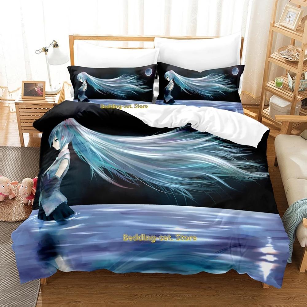 Elegant Classic Single Twin Full Queen King Vocaloid Size Bed Adult Kid Bedroom Duvetcover Sets 3D Anime Quilt