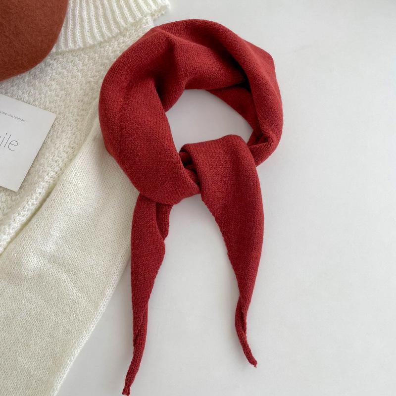 Sweet Knitted French Headscarf Warm Triangle Scarf Women's Korean Versatile Solid Small Shawl Scarf Neck Shoulder Protection