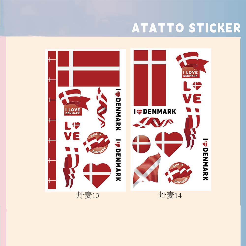 Set of 2 Temporary Tattoos National Flag Decals for Face and Arm, Body Decoration for Football Supporters for Sporting Events