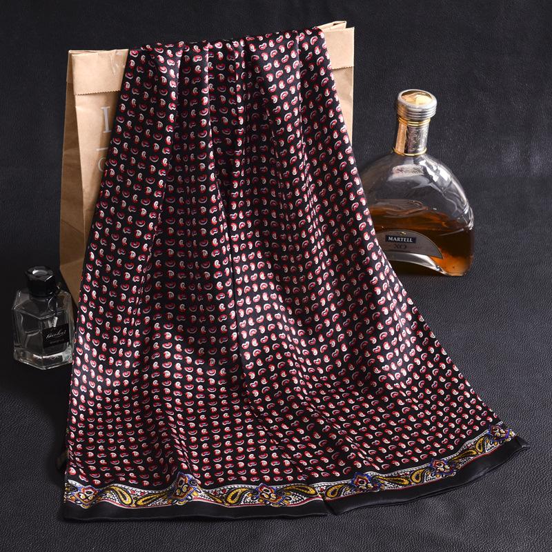 Luxury Brand Men Pure Silk Scarf Businessmen Long Scarves Spring Autumn All-Match 100% Silk Neck Scarf Winter Printed Scarves