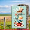 Retro Tea Set Metal Sign D Flat Iron Wall Art X Cm Caffee Tea Design for Bedroom Living Room Dining Bar Decor