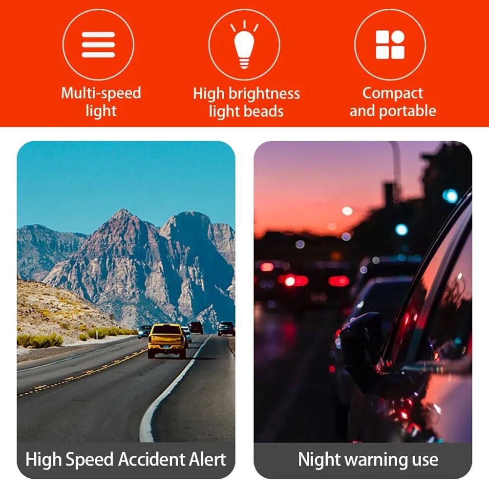 Obracające się o 360 stopni magnetyczne światło ostrzegawcze LED, migające na żółto, ładowalne, bezpieczeństwo drogowe, białe, samochodowe światło ostrzegawcze, Li E6e5