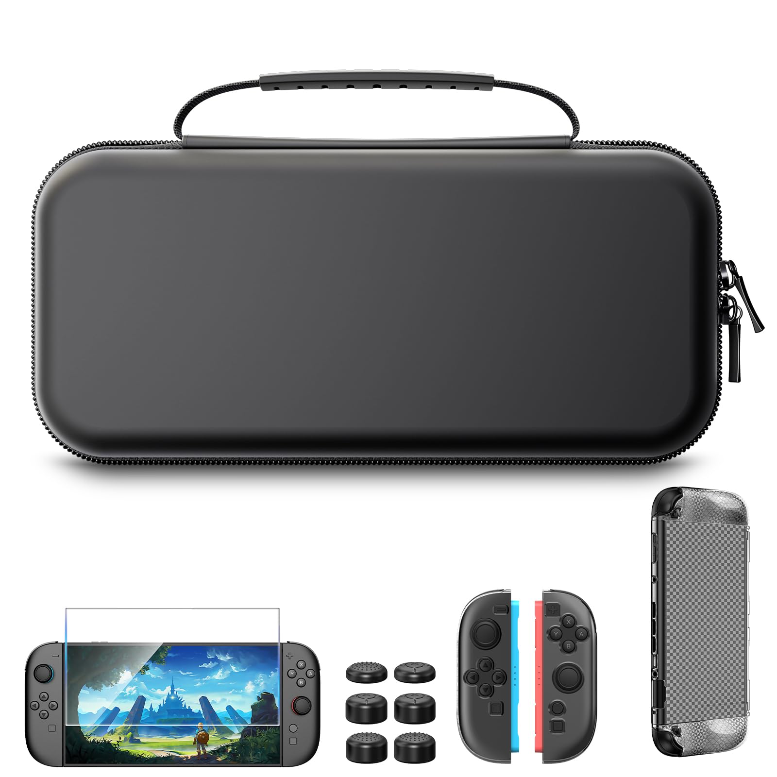 

HEYSTOP Switch 2 Compatible with Switch 2 Includes Tempered Glass and Thumb and Large Capacity Storage for and Convenient to Carry 4-in-1 Case, Dock,