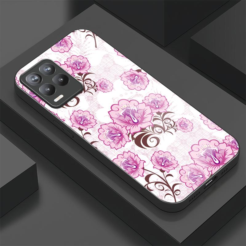 Floral Painting Phone Case For OPPO Realme 8S 7i 7 6 Pro 6S 6i 9 5G 9i 8i 9 Pro Plus Silicone Protective Glass Anti-knock Cover