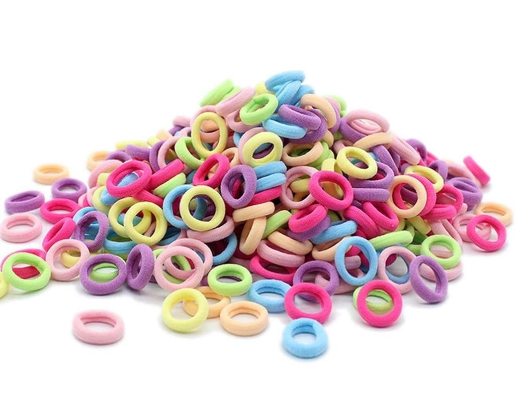 BKDT Marketing Kleine Elastiekjes voor Baby Meisjes (100 stuks) | Naadloze Haarelastiekjes voor Kinderen Meisjes Zacht Katoen Baby Elastiekje voor Haar | Baby Haarelastiekjes