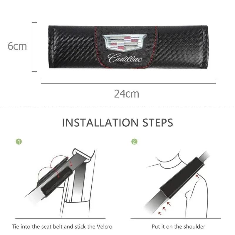 2PCS Microfiber Car Seat Belt Pad Cover Shoulder Protection for Cadillac ATS BLS CT4 CT5 ESCALADE EXT SLS SRX XT5 XT6 XTS