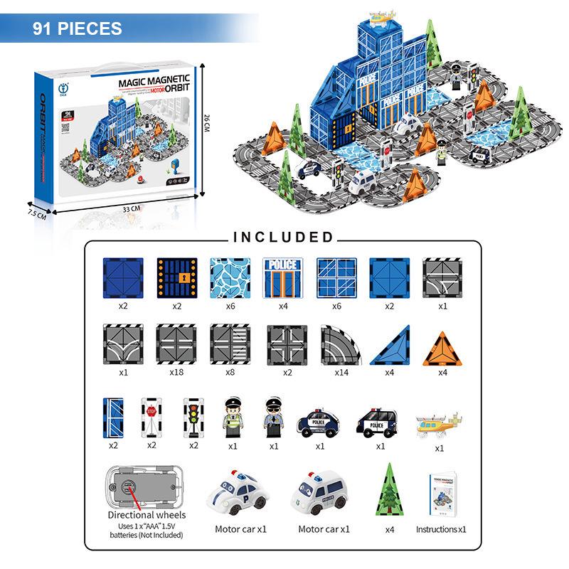 Magnetic Rail City Engineering & Firefighting Building Blocks: Interactive Educational Toy for Kids