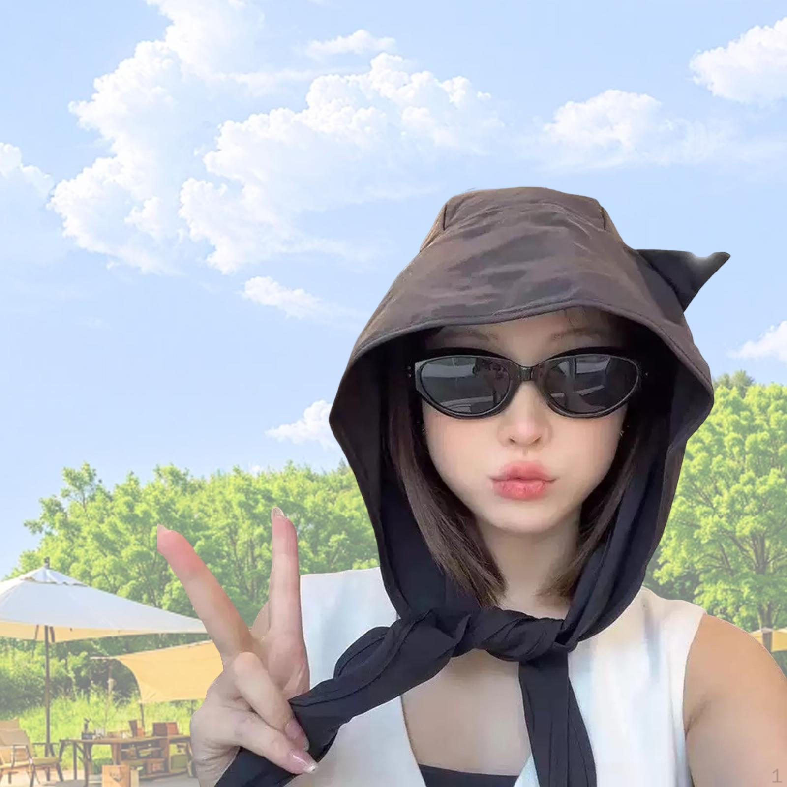 

Hat for Women Bandana Headwear Cartoon Headband Lightweight Soft with Neck Flap Sun Protection Cap чёрный