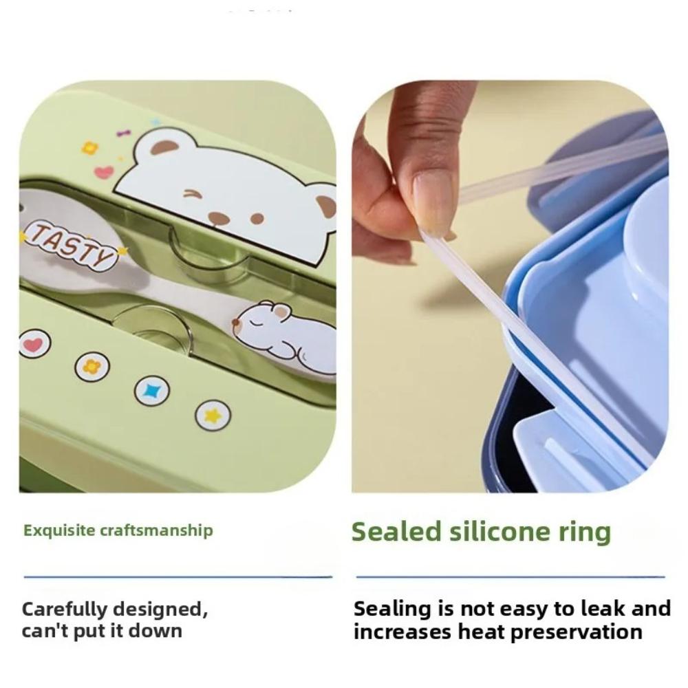 Plastic Lunch Box with Fork BPA Free Leakproof Food Container Microwavable Bento Box for School Office Outdoor Picnic 1200ml