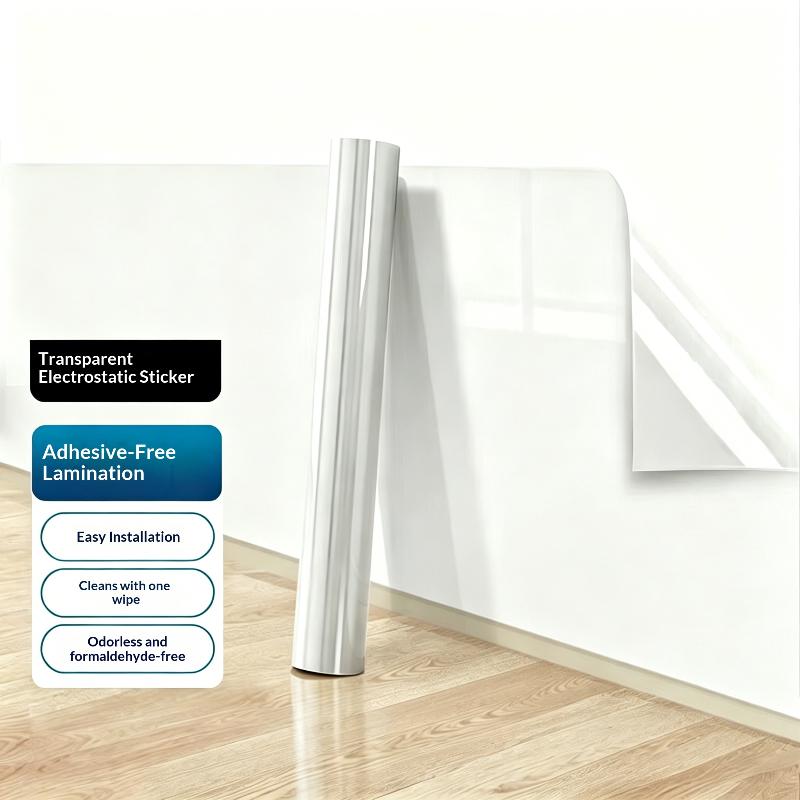 1 Roll Static Cling Transparent Wall Protector Adhesive Free No Wall Damage Waterproof For Renters Home Kitchen Living Room