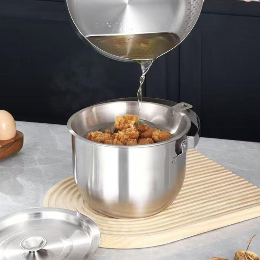 with Filter Mesh Lard Filter Pot 316 Stainless Steel Grease Container Oil Strainer Tank Cooking