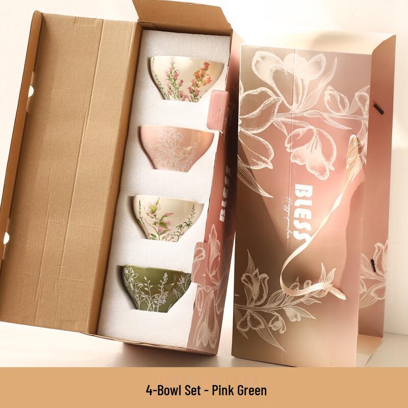 

Floral Ceramic Rice Bowl Set