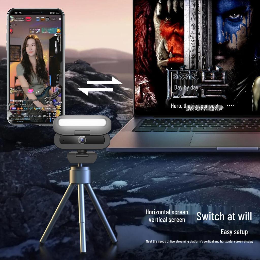 B18 4K USB Camera with Fill Light for Live Streaming and Conferences