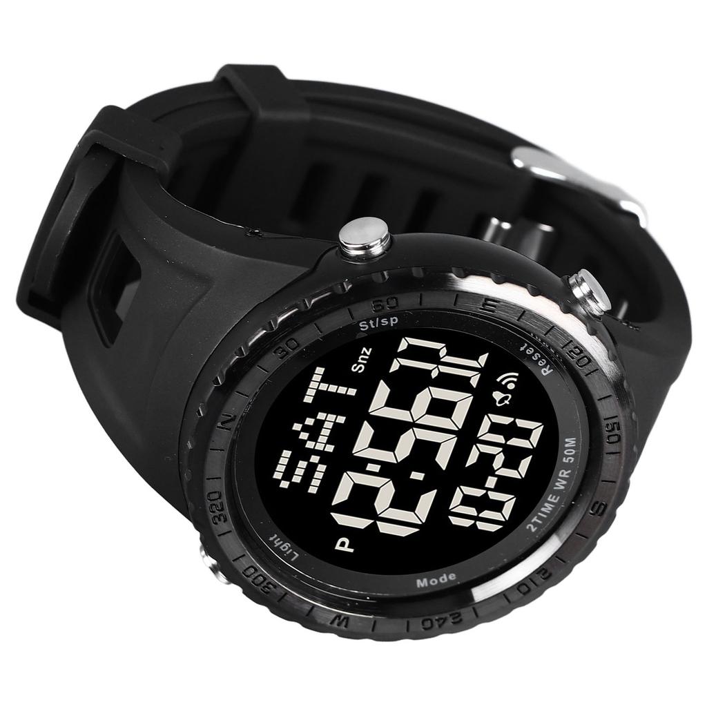 Men Analog Digital Watch Water Resistant LED Display Calendar Alarm Backlight Fashion Men Chronograph Sport Watch Black