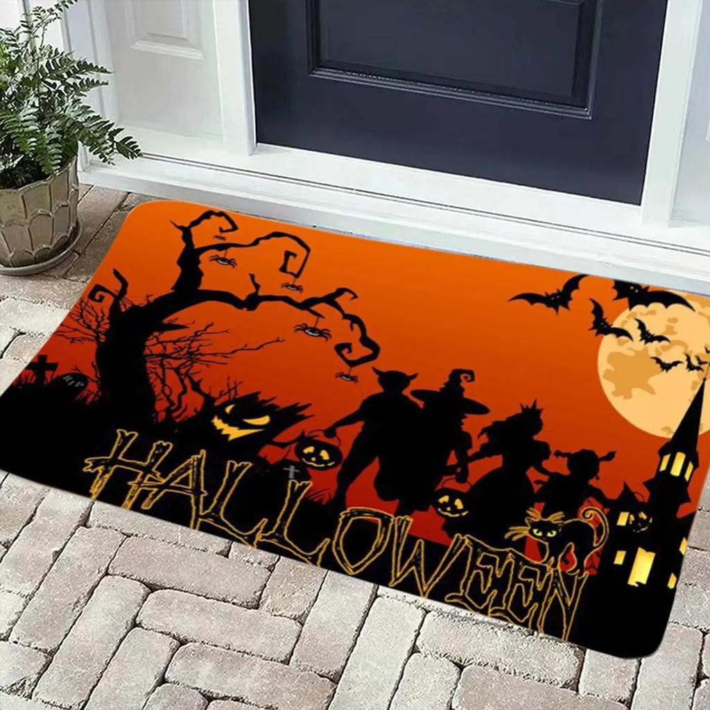 1/2/4PCS Halloween Funny Decoration Door Mat Skull Indoor Entrance Floor Doormat Non Slip Halloween Decor Rubber Welcome Mats