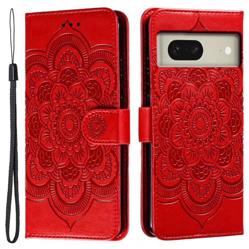 For Google Pixel 8 Case PU Leather Mandala Imprinted Design Wallet Phone Cover