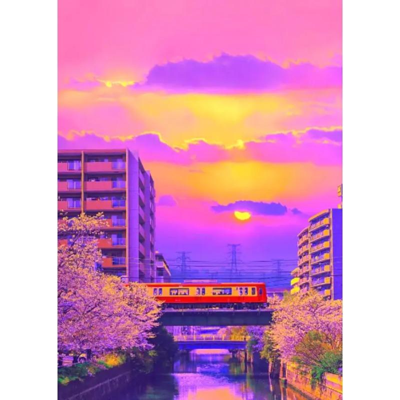 Japanese City Street Canvas Wall Art Anime Scenery Print Aesthetic Japan Town Landscape Poster Tokyo Cityscape Canvas Painting