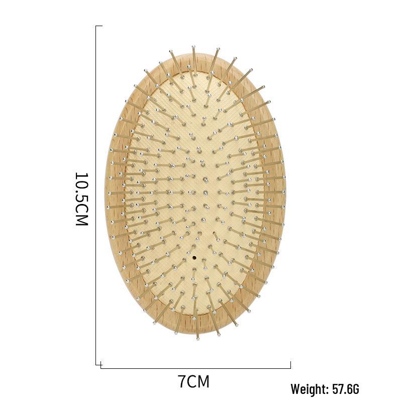 

Буковый гребень для массажа со стальными штифтами для мытья шампунем и распутывания | Гребень из бамбукового дерева для причесок «помпадур» и укладки