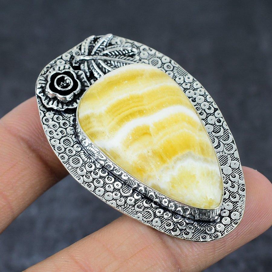 Calcite Agate Gemstone 925 Sterling Silver Jewelry Gift Pendant 2.29" u8W97