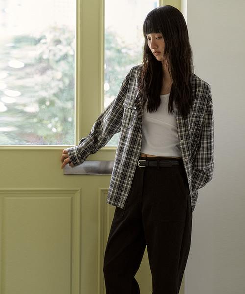 SHOP,ARA Pint Snap Point Check Shirt_Black