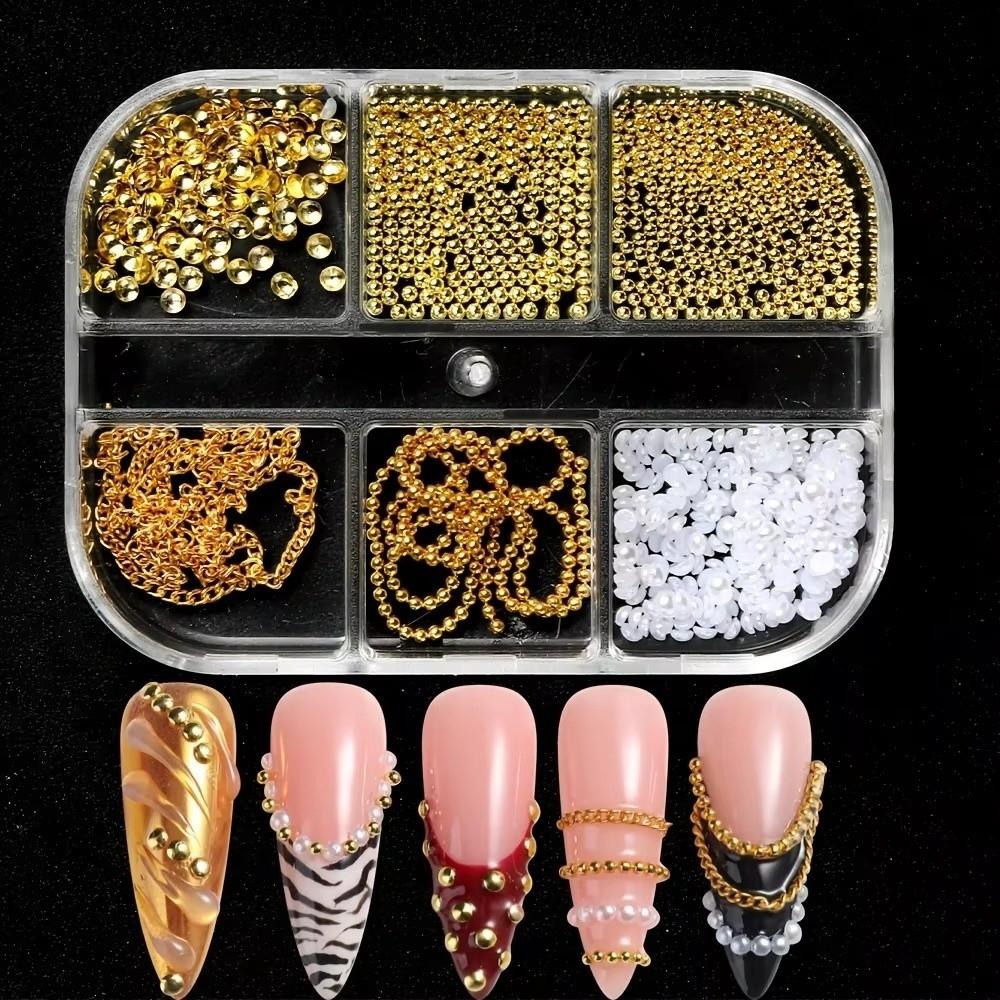Gold Metallic Nail Art Beads Bead Rivet 3D Nail Art New Nail Art Studs Manicure Accessories